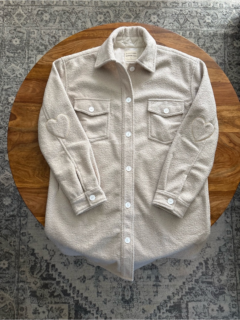 Beige Jillian Harris x Jackson Rowe Sherpa Button-Up Shacket